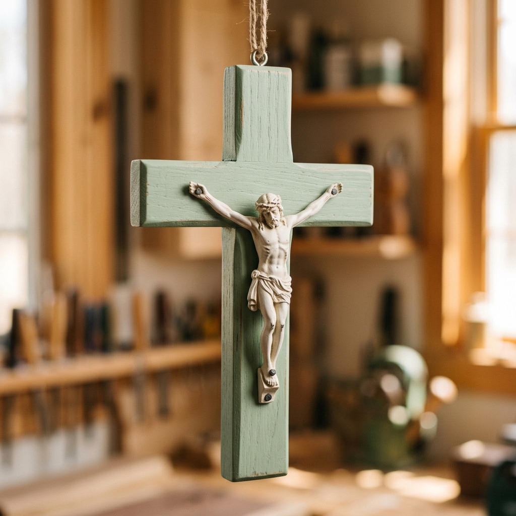 Mise en couleur pastel et pose du Christ